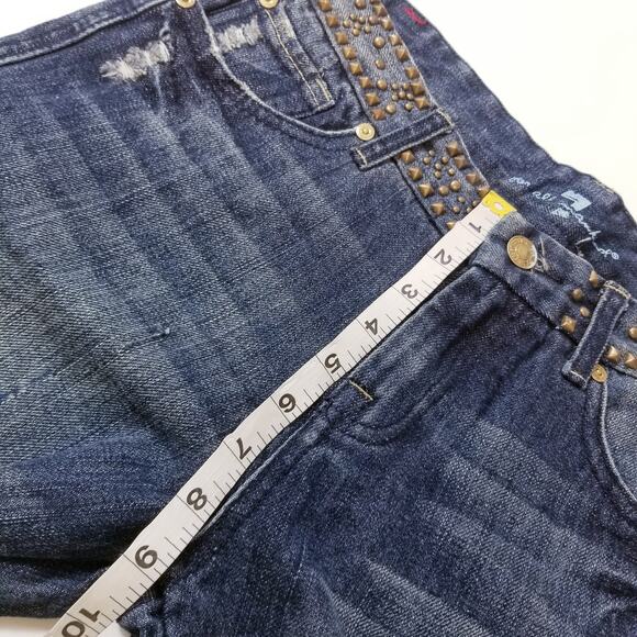 NEW 7 For All Mankind Jeans Studded "A" Pocket" Bootcut Blue Denim - Picture 7 of 12